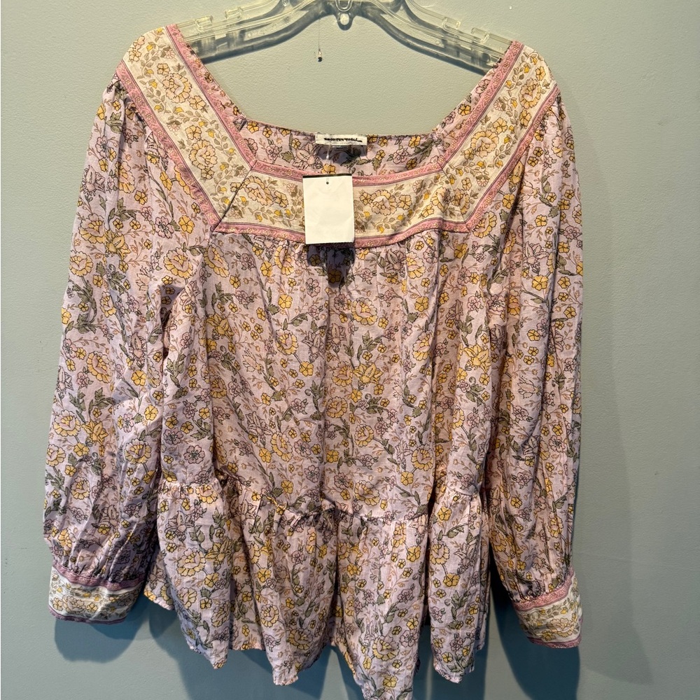 American Eagle Outfitters square neck Boho blouse; 23 inches pit to pit